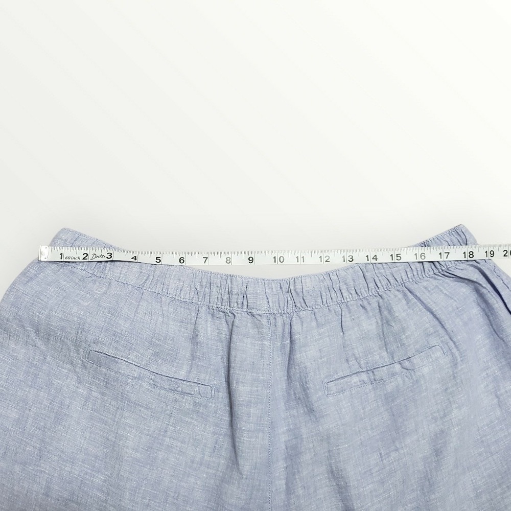 Tahari 100% Linen Shorts Womens 2X Chambray Blue Drawstring Waist Plus Size - Picture 6 of 10